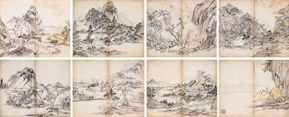 汪梅鼎 山水册 册页（八开）